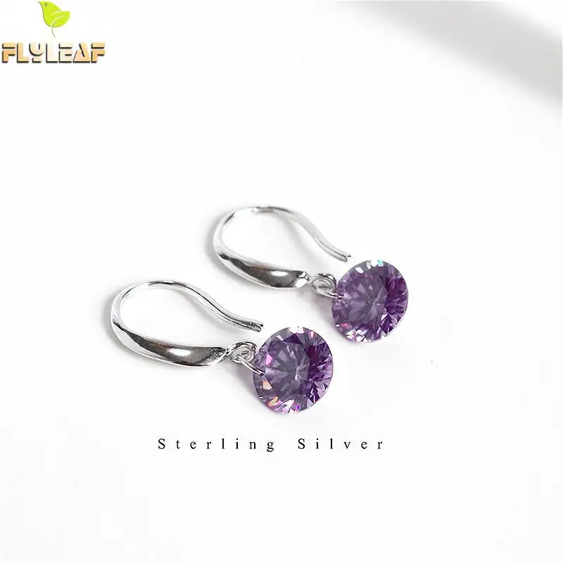 

Flyleaf Drop Cubic Zirconia Earrings For Women Real 925 Sterling Silver High Quality Fine Luxury Earings Fashion Jewelry Wedding