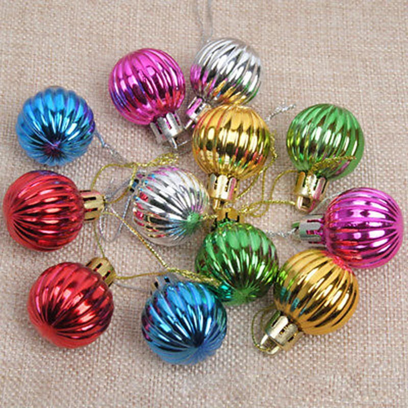 

12pcs/lot Christmas Tree Decor Ball Bauble Hanging pumpkin lamp decorations for Home Xmas Party Christmas decorations Ornament