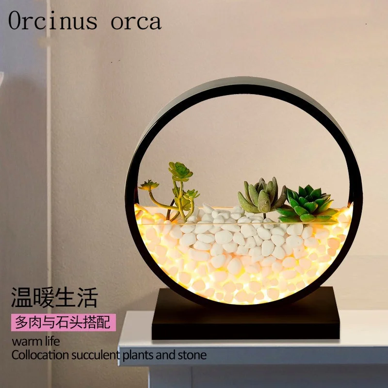 

Nordic modern simple desk lamp bedroom restaurant garden warm and romantic stone desk lamp creative gift plant lamp