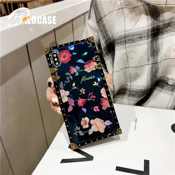 

Square Leather Cases For Xiaomi Redmi K20 / K20 pro Redmi 7 Note 7 Pro Luxury Blue Ray Rose Flower Cover For Mi 9 9T Mi9t Coque