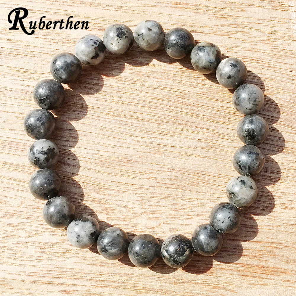 

Ruberthen Natural Gray Labradorite Stacking Bracelet Grey Wrist Mala Beads Jewelry Protection Creativity Bracelet