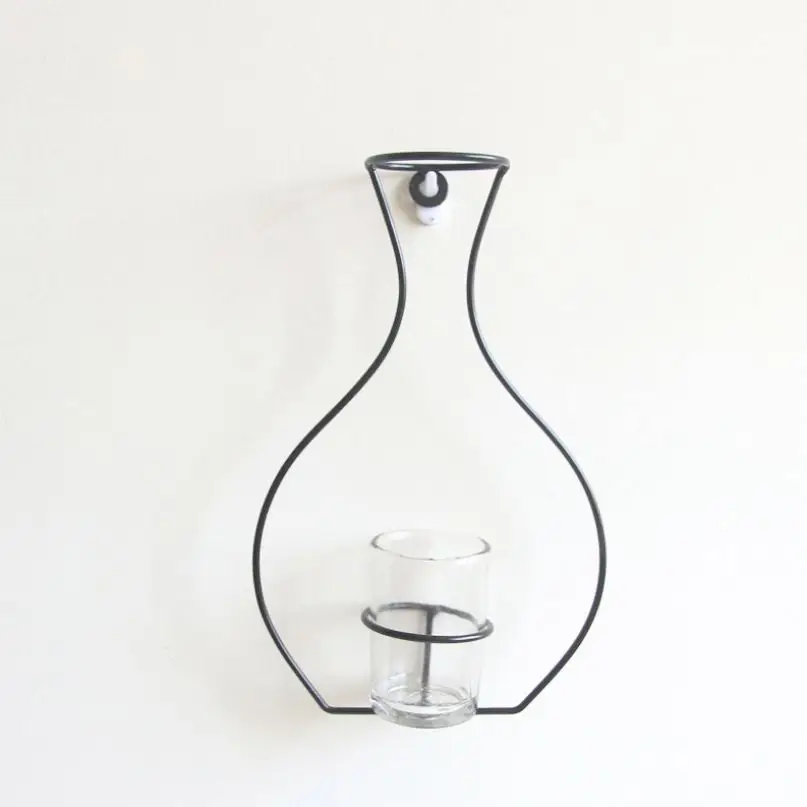 Модная ваза в скандинавском стиле с железной рамой, настенные вешалки для сушеных цветов, бутылки для самостоятельного украшения дома - Цвет: 1