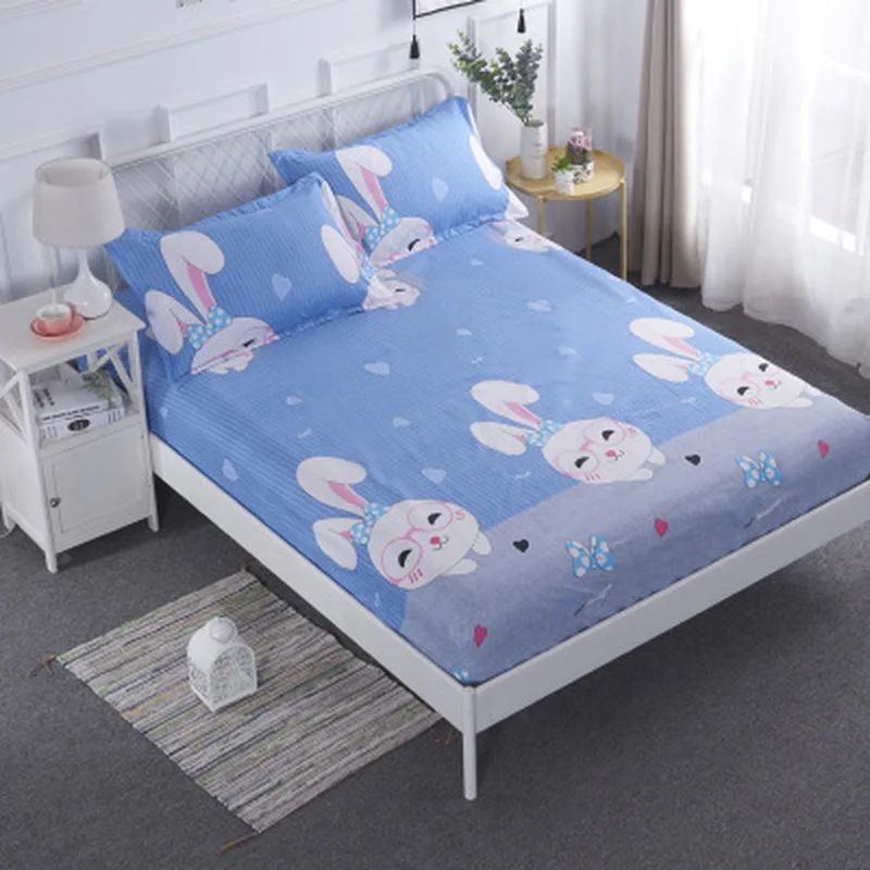 Best Cute Cartoon Animal Waterproof Mattress for Kids Cover Simple Printing Dustproof Pull proof Mattress Cover Pure Color Bed Cover