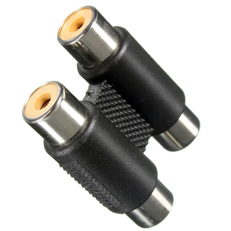 Double Dual 2 Head RCA Female to Female Audio Connector Adaptor Phono Coupler 32mm x 27mm x 10mm