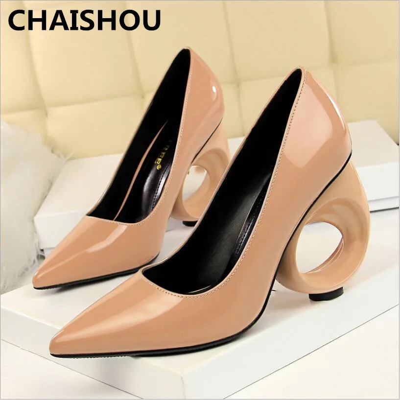

CHAISHOU2018 New Women 10cm High Heels Pumps Sexy Shoes Female Nightclub Party Wedding Strange Heels Shoes Footwear F-163