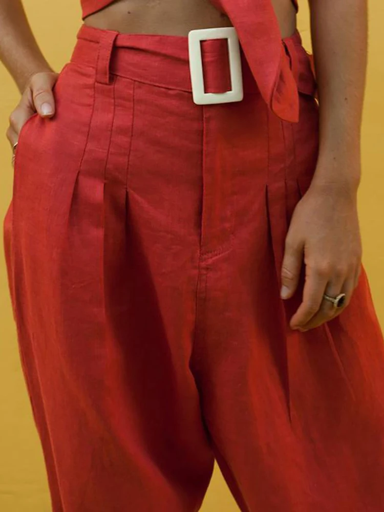 Сексуальный облегающий комплект из двух предметов,, одноцветные женские костюмы, облегающие топы и брюки с высокой талией и поясом, тонкий летний спортивный костюм