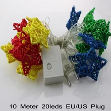 20шт 10 м 20 светодиодный s светодиодный Звездный Сказочный струнный светильник наружная подвесная гирлянда с лампочками Рождественская елка огни AC 220 V 110 V