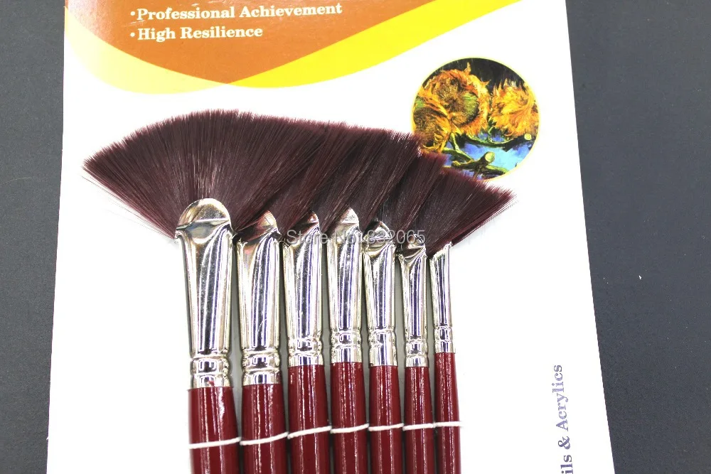 Worison fan shape paint brushes for artist 7 brushes/setin Paint