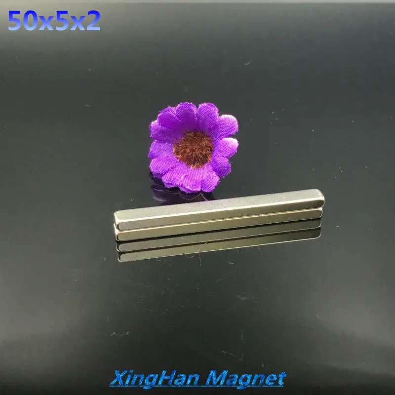 50pcs Bulk Super Strong Neodymium Rectangle Block 50mm x 5mm x 3mm N35 Rare Earth NdFeB