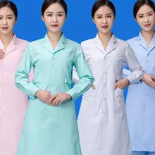 Женское белое лабораторное пальто с длинным/коротким рукавом, хлопковое женское платье для медсестры, медицинская одежда