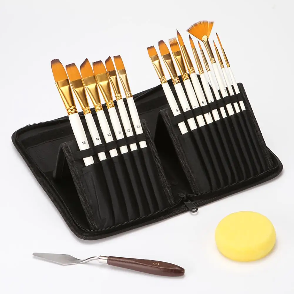 

15Pcs/Set Nylon Hair Paintbrushes Kit Watercolor Acrylic Painting Drawing Tools