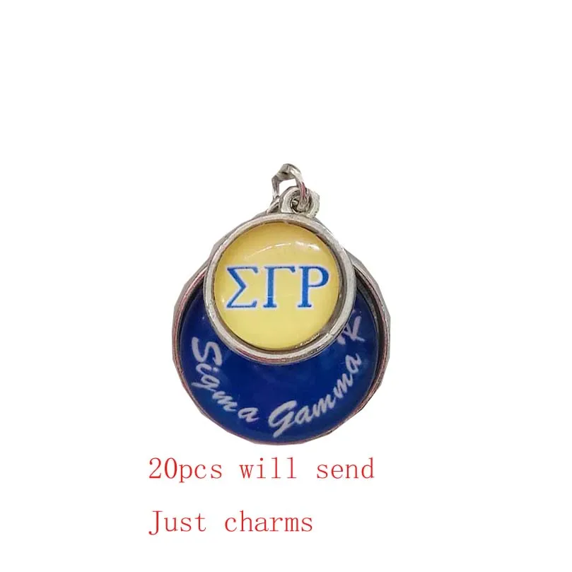 20pc Just charms 10 пар SGR синий и желтый круглый Сорорити серьги, подвески - Окраска металла: 20pc Just charms