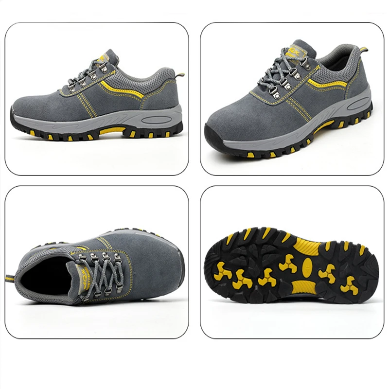 JACKSHIBO أحذية أمان للرجال غطاء صلب لأصبع القدم أحذية عمل في الهواء الطلق مكافحة تحطيم الأمن حذاء برقبة للعمل الذكور البناء الأحذية