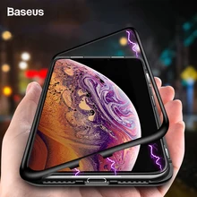 Baseus Магнитный адсорбционный чехол для телефона для iPhone XS Max Xr Coque роскошное закаленное стекло с магнитом задняя крышка для iPhone Xsmax Coque