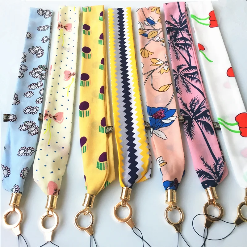 

Fashion Silk Lanyard Flower Wide Neck Strap for keys ID Card Gym Mobile Phone Straps USB Badge Holder DIY Hang Rope
