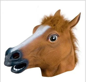 

60 pcs Brown Creepy Horse Head Mask Halloween Costume Theater Prop Novelty Latex Rubber horse mask/crazy party Decorations mask