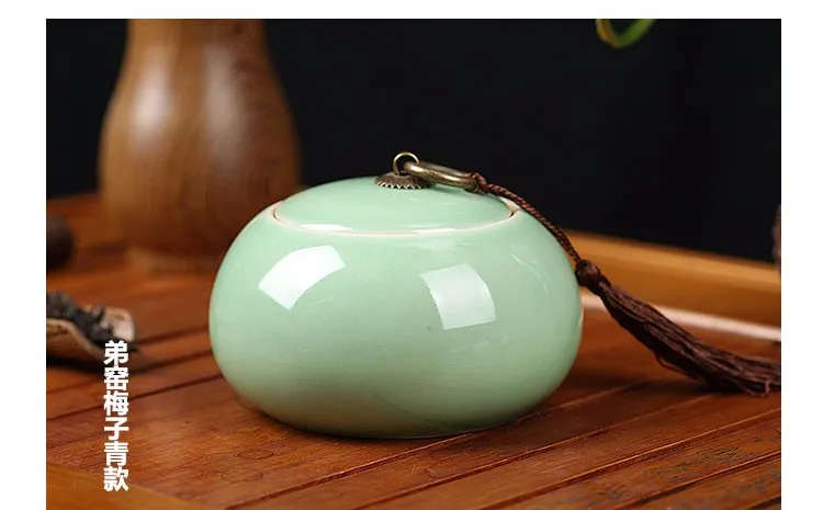 Longquan Celadon чайная коробка, чайная банка, керамическая фарфоровая чайная банка, керамическая чайная бочка, герметичный резервуар для хранения чая caddy