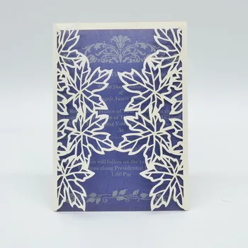 

Green Maple leaf Laser Cut Unique Invitation Card for wedding