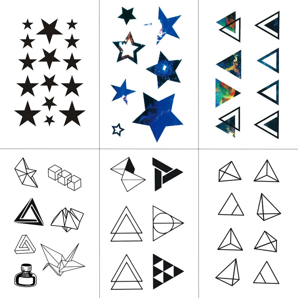 WYUEN Triangle Geometry Temporary Fake Tattoo Body Art Sticker Waterproof Face Tattoo Sticker for women Children 10.5X6cm G-017