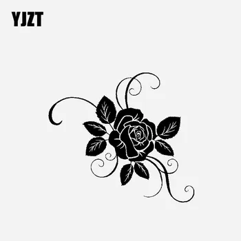 

YJZT 16.2CM*14.4CM Originality Car Sticker Vinyl Decal Rose Gorgeous Ornamentation Black/Silver C23-0438