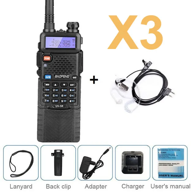 BAOFENG UV-5R 8 Вт иди и болтай Walkie Talkie “иди и 3800 мАч двухдиапазонный передатчик УКВ Любительское радио, Си-Би радиосвязь станция коротковолновым приемником скремблер сканер VOX - Цвет: add 3 headset