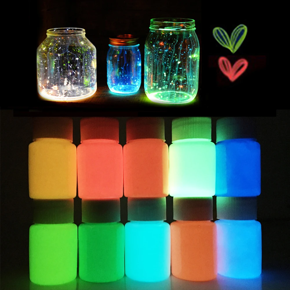 30g 10color DIY Graffiti Paint Luminous Acrylic Glow In The Dark Pigment Party Fluorescent Body Art For Party|Сверкающие товары