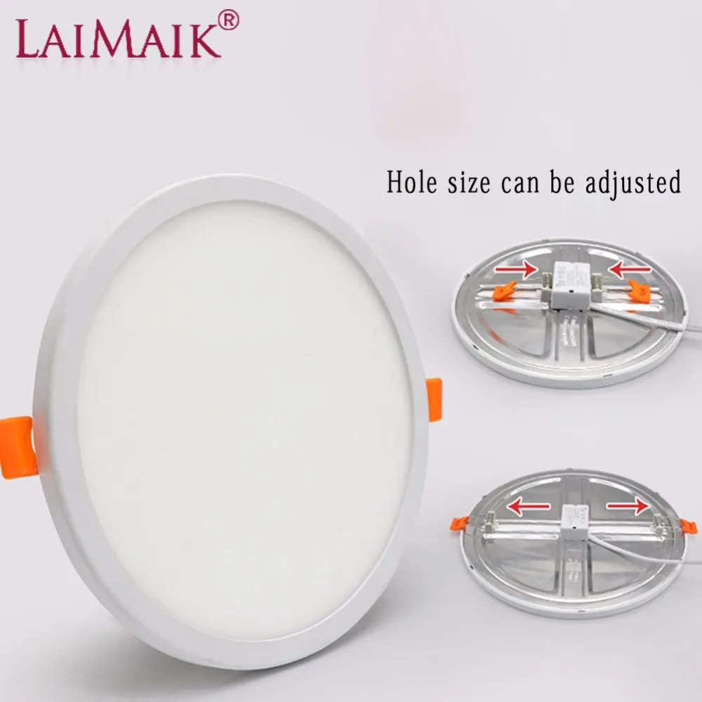 

LAIMAIK LED Panel Light AC220V Ultra Thin 6W 8W 15W 20W Aluminum LED Ceiling Light Recessed Downlight open hole adjustable