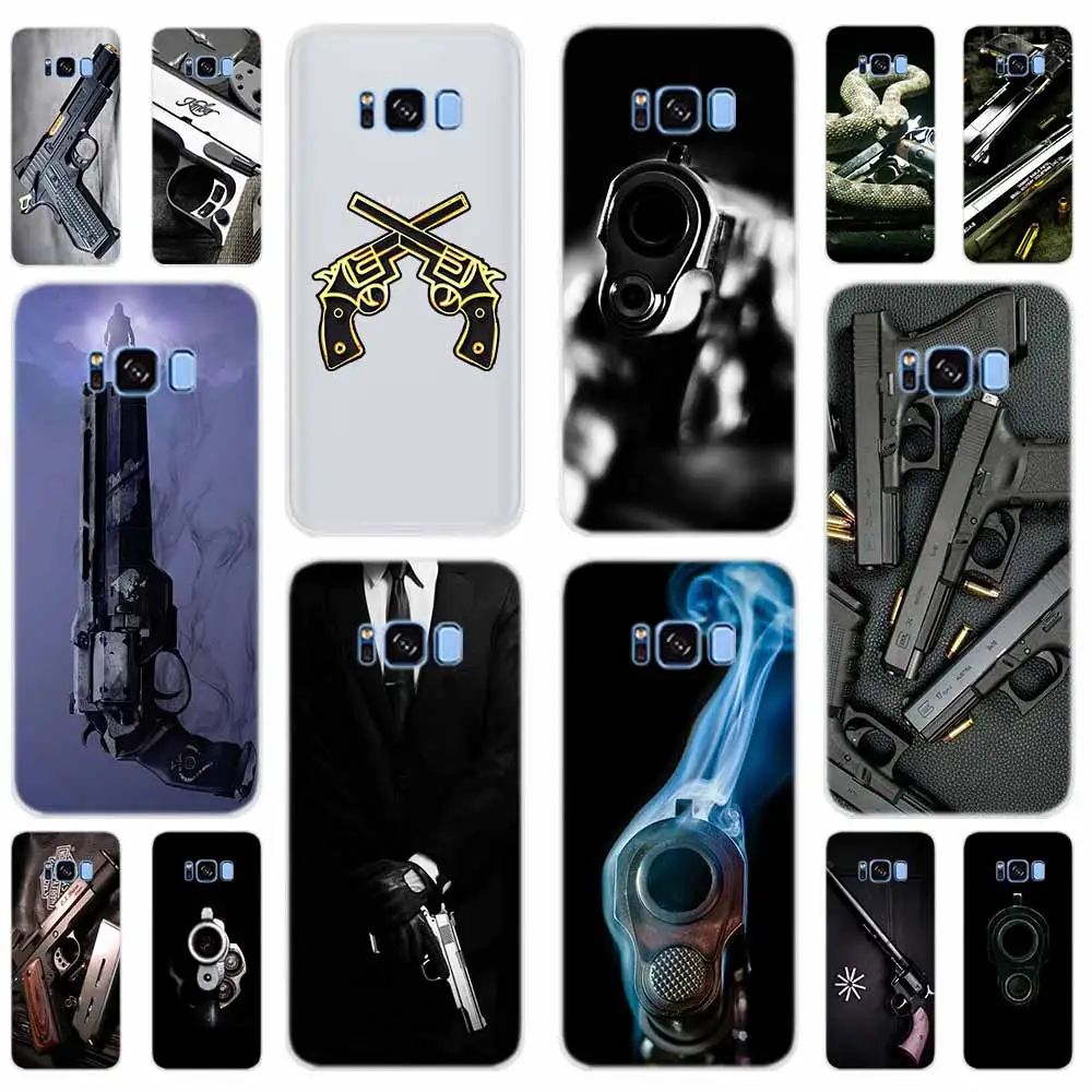 

pistol Soft Cover For Samsung Galaxy S6 S7 Edge S8 S9 Plus S10 Plus E Note 8 9 10 Phone Case 5G