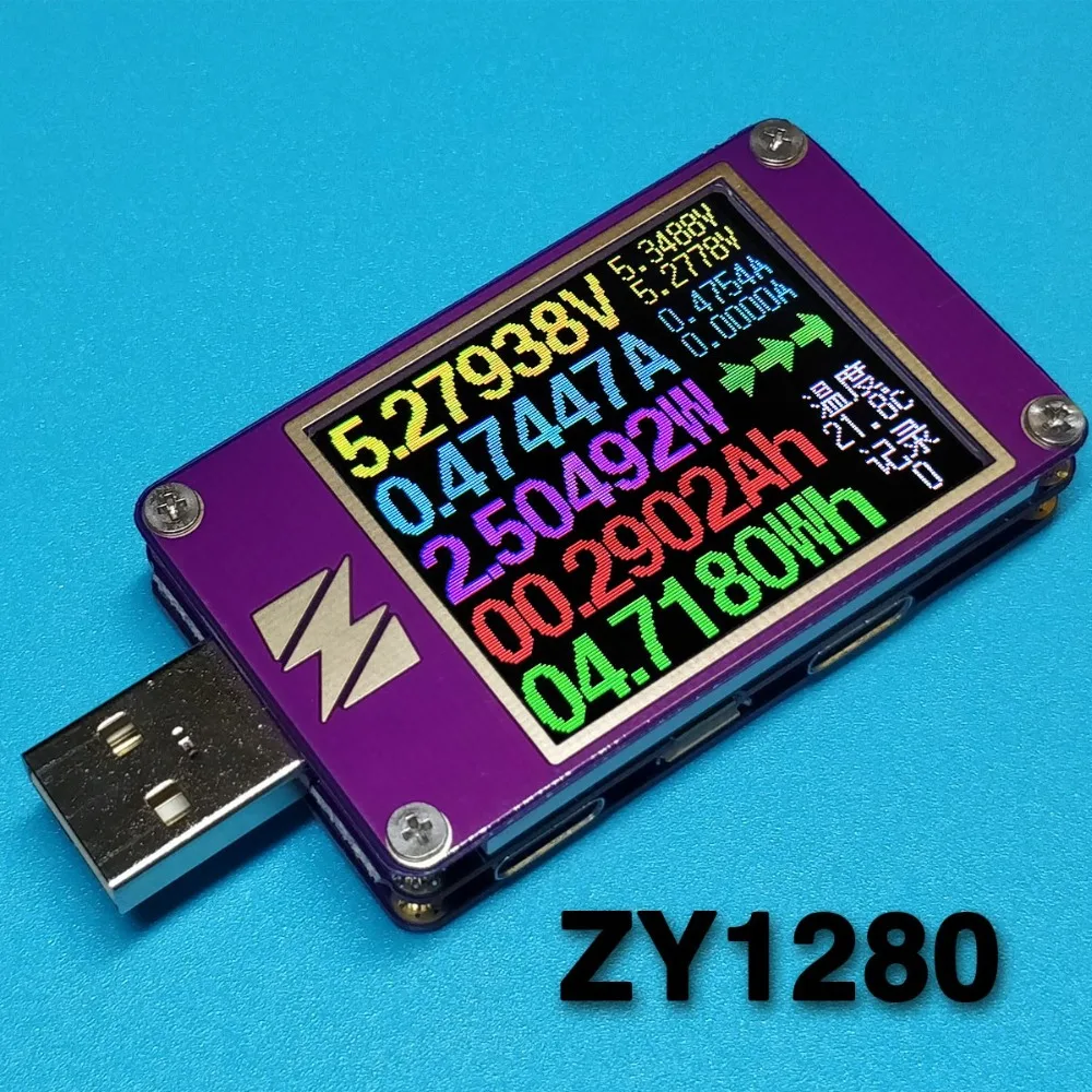 YZXstudio цветной Измеритель USB ток напряжение емкость Быстрая зарядка QC4 PD3.0 MFI PPS протокол тестер