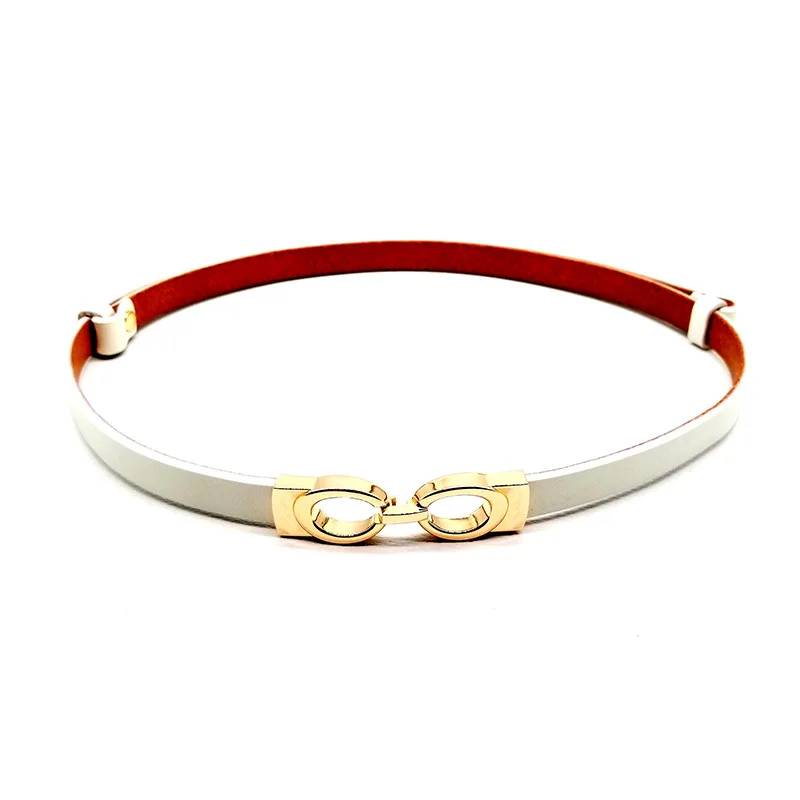 Style 2 white Роскошные Дизайнерские тонкие ремни из воловьей кожи для женщин, из натуральной кожи, с бантом, жемчугом, с двойным кольцом, с пряжкой, регулируемый ремень для платья, декоративный ремень, J-9 - Цвет: Style 2 white