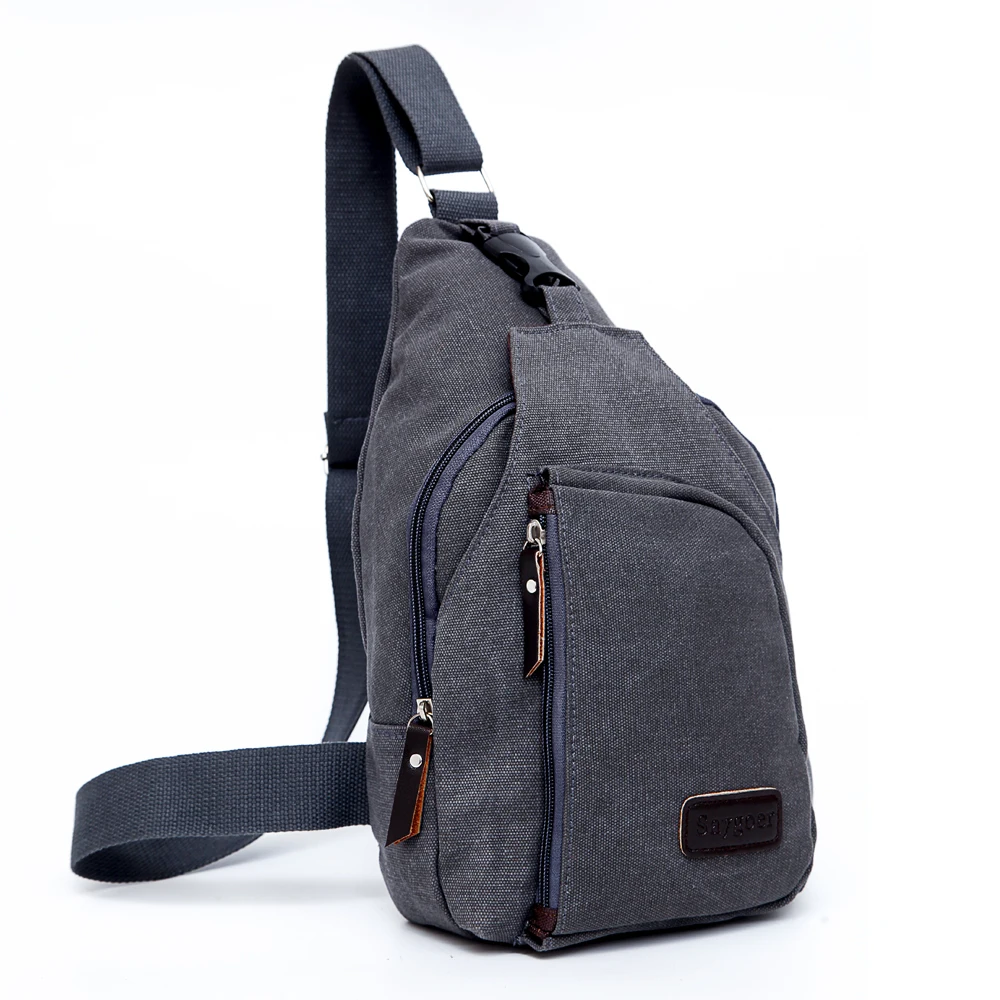 Grey Sling Bag Pack Canvas Cross Body Bag with Adjustable Strap Casual men messenger bag high ...