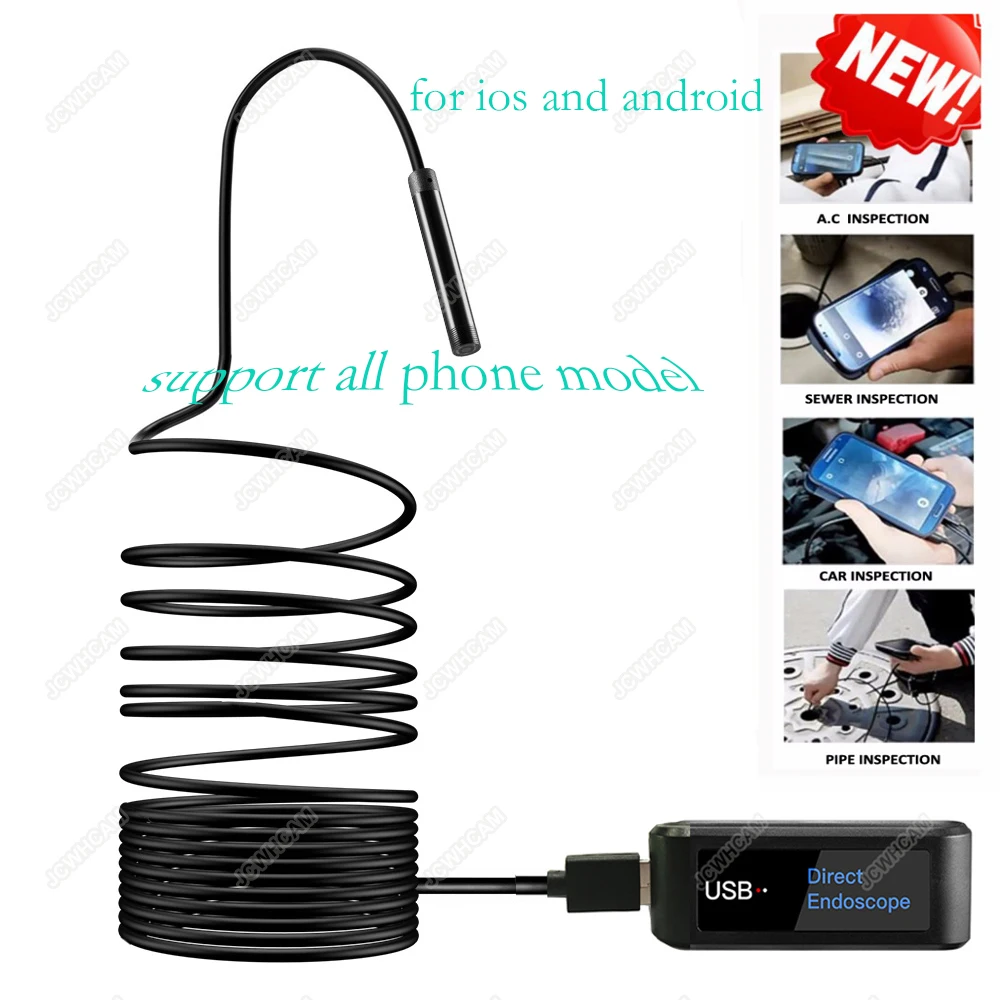 

HD 8mm 720P USB Endoscope Camera Soft Wire Endoskop For Android Iphone Device Suitable For All Phone Model Mini Endoscope