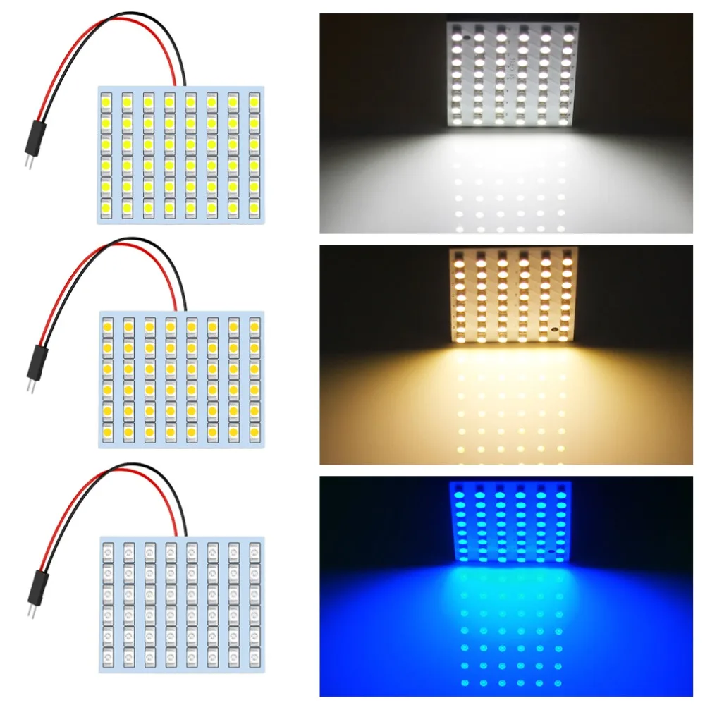 C5W светодиодная гирлянда BA9S T4W T10 W5W светодиодные лампы 48SMD Панель Купол Чтение светильник карта лампа автомобиля Подсветка Салона Авто 12V белого и синего цвета