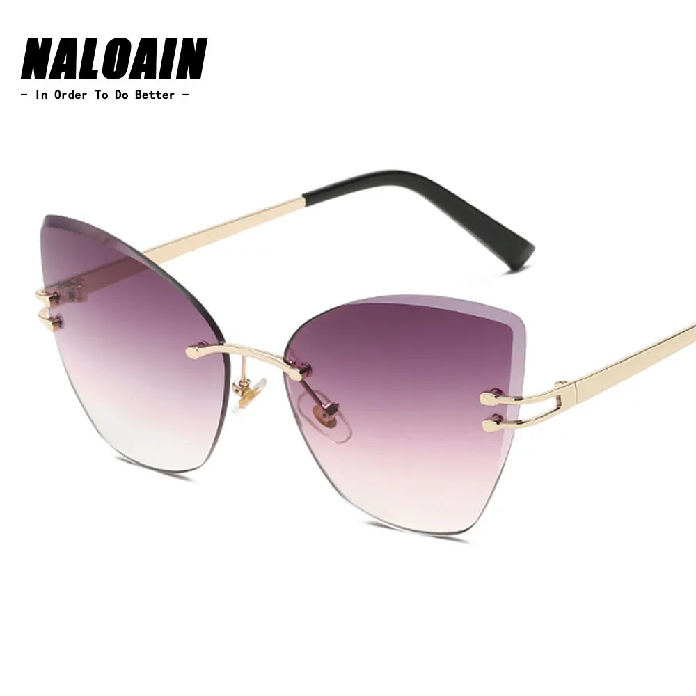 NALOAIN Sunglasses Women Oversized Cat Eye Luxury Brand Designer Vintage Sun Glasses Metal Frame | Аксессуары для одежды
