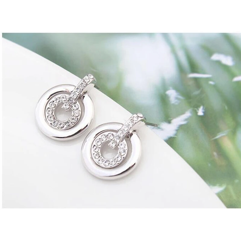 Double Circle Pendant Necklace Earrings 