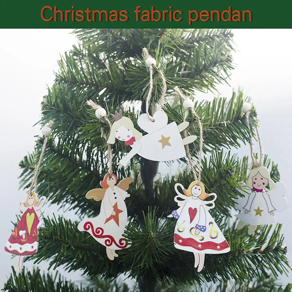 8 шт./партия, мини деревянные украшения для рождественской елки, подвеска в виде ангела, двухсторонняя окрашенная подвесная подвеска, винтажные миниатюрные декоры