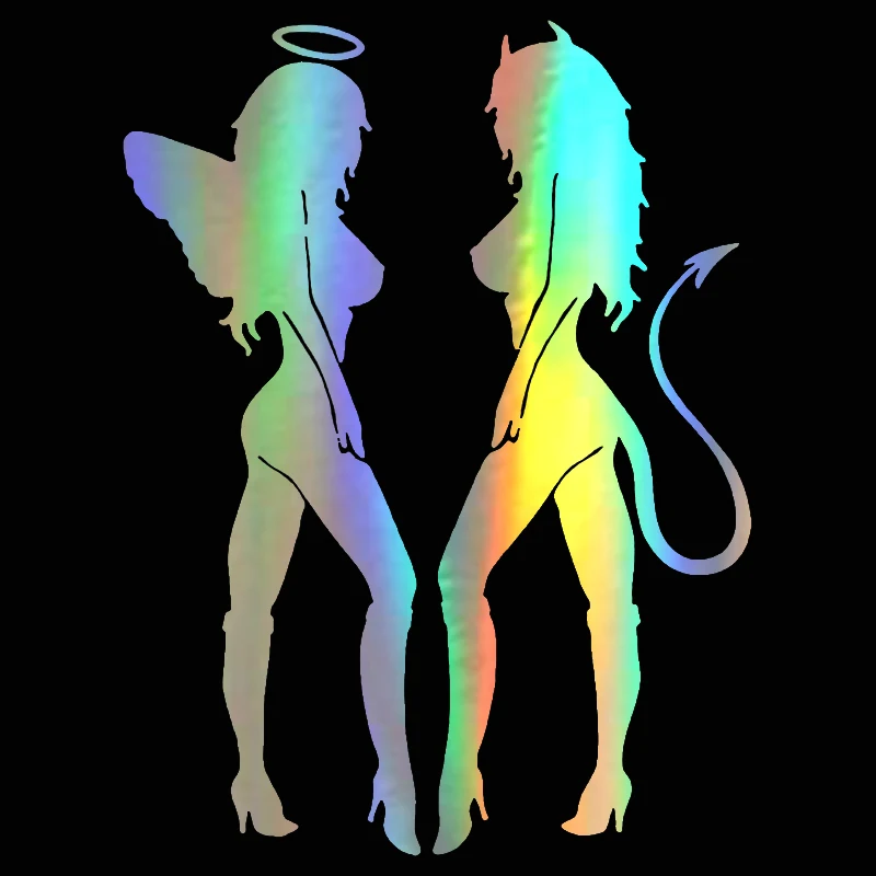 10.514cm Car Sticker ANGEL DEVIL Sexy Girl fun Personality Sticker On Car Funny 3D Decal Motorcycle Vinyl Stickers Car Styling (4)