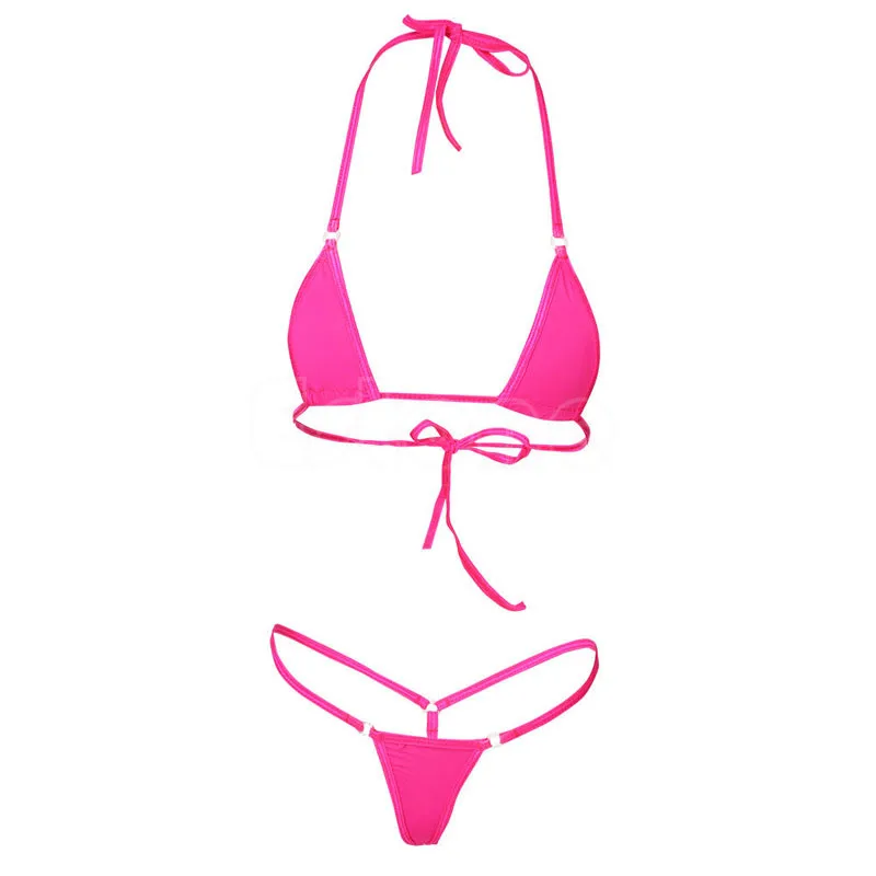 Женское сексуальное микро мини бикини, стринги, нижнее белье, стринги, бюстгальтер, купальник, одежда для сна - Цвет: Коричневый