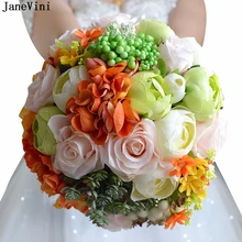 JaneVini элегантный свадебный букет в западном стиле с кружевной ручкой Свадебные букеты шелковые цветы ручной работы букет искусственная Роза