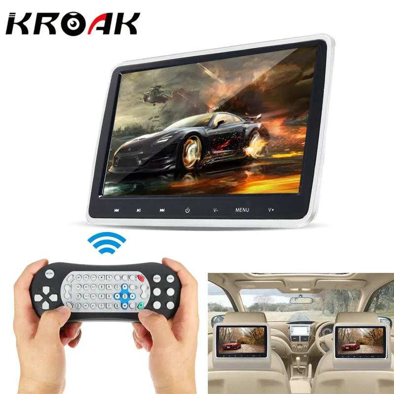 

KROAK 10.1'' Car LCD Video Headrest Monitor SD USB MP5 Radio CD DVD Player IR/FM Game
