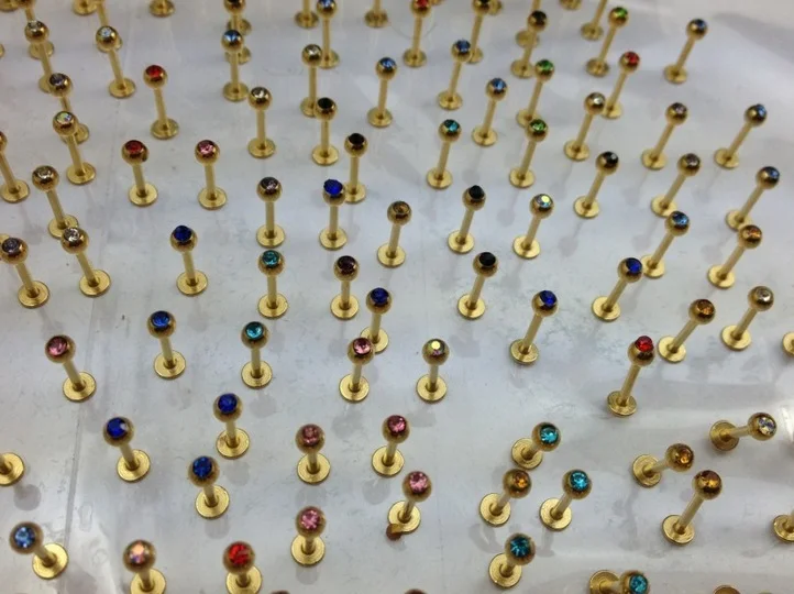 LP51002 free shipping 50pc/lot gold dermal body jewelry classic labret