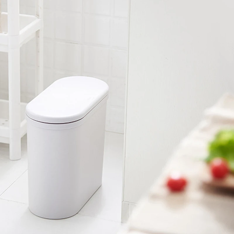 

Trash Can Double Layer Plastic Stylish Garbage Press Type Can with Trash Bag Holder QP2