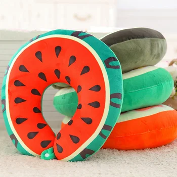 

Comfortable Pillow U Shaped Neck Watermelon Cartoon Fruit Pillows Massage Neck Pillow Cat Travel Cushion