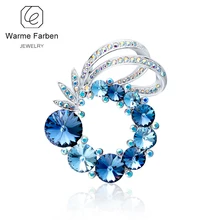 Crystal From Swarovski Brooches for Women Crystal Rhinestone Sweater Suit Coat Brooches Scarve Pins Jewelry Brooch Accessories blucome shining big green flowers brooches for women vintage crystal brooch corsage women sweater hats scarf suit jewelry pins
