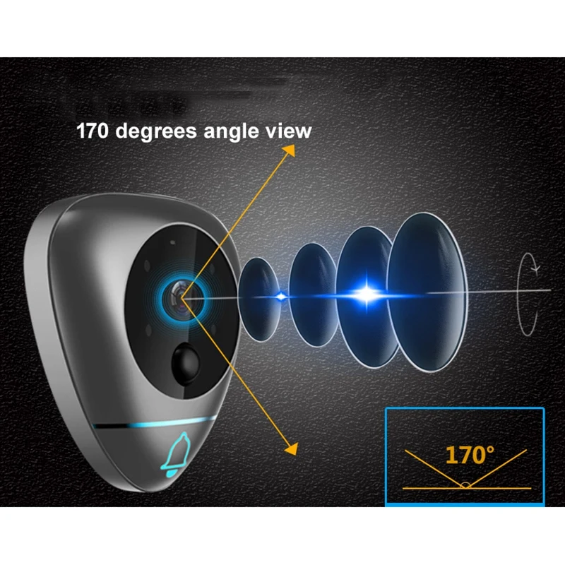 4 дюйма Смарт-дверной звонок Беспроводной глазок с авто-фотографировать/Запись и обнаружения движения