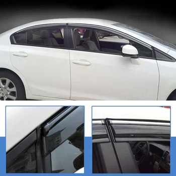 

For HONDA CIVIC 2012 2013 2014 2015 Car Windows Visor Sun Rain Shield Guard Cover Deflector With Glossy Bar Cover Trim