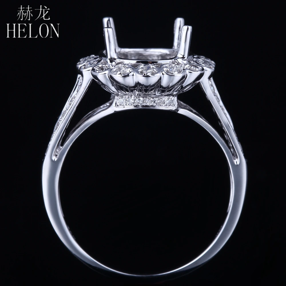 HELON Delicate 10x9 мм овальный вырез полукрепление Твердое 14 к белое золото проложить 0.3ct натуральные Алмазы обручальные свадебные ювелирные изделия кольцо