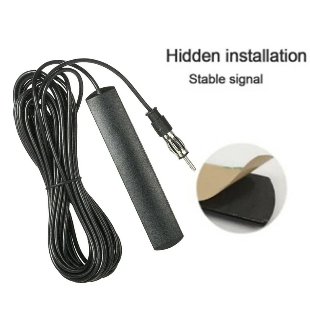 Mayitr 1pc 80-120MHz Car Aerial Antenna FM Radio Amplified Super Slim Hidden Mount On Glass Screen Roof Waterproof