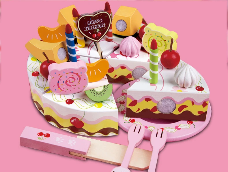 Onshine En Bois Gateau D Anniversaire Diy Modele 3 Enfants Enfants Au Debut De L Education Classique Jouet Jouer A Faire Semblant De Nourriture De Cuisine En Bois Jouet Cadeaux Aliexpress