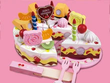 Onshine Wooden Birthday Cake DIY Model 3+ Children Kids Early Educational Classic Toy Pretend Play Kitchen Food Wooden Toy Gifts